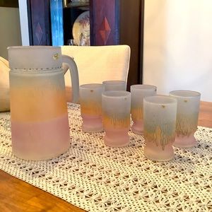 Vintage Gorgeous hand painted in Israel beverage set